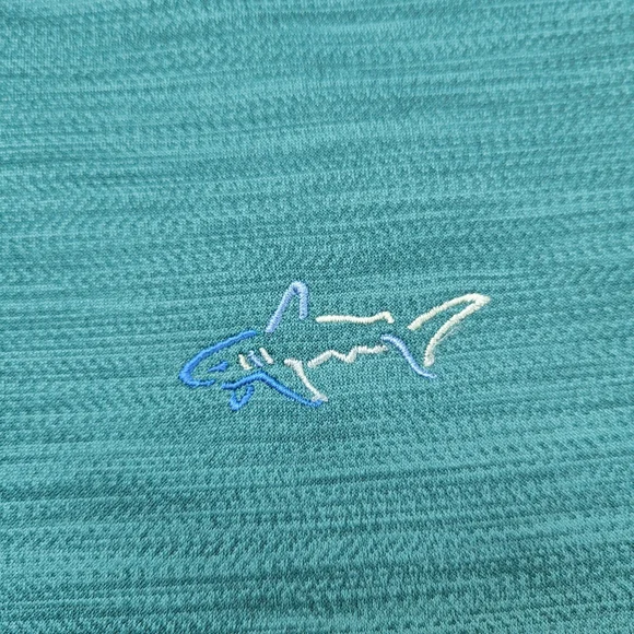 Greg Norman 1/4 Zip Pullover Shirt Men Size XL Green Striped Golf Shark Logo - Picture 4 of 9